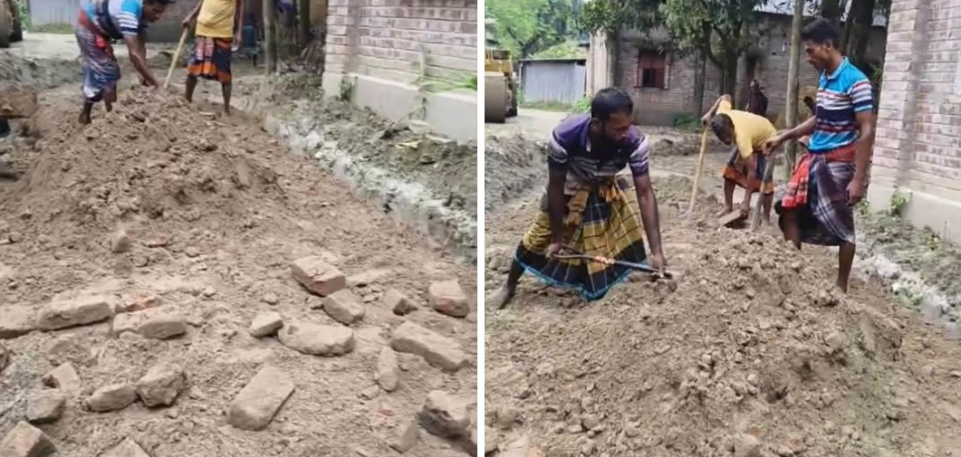 নাটোরের গুরুদাসপুরে ৮ কোটি টাকার সড়ক নির্মাণে অনিয়ম, কাজ বন্ধের নির্দেশ
