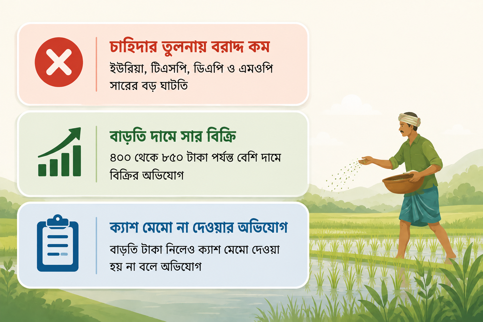 লালমনিরহাটে আমন মৌসুমে সার সংকট ও অতিরিক্ত দামের প্রতিবাদে কৃষকদের ক্ষোভ