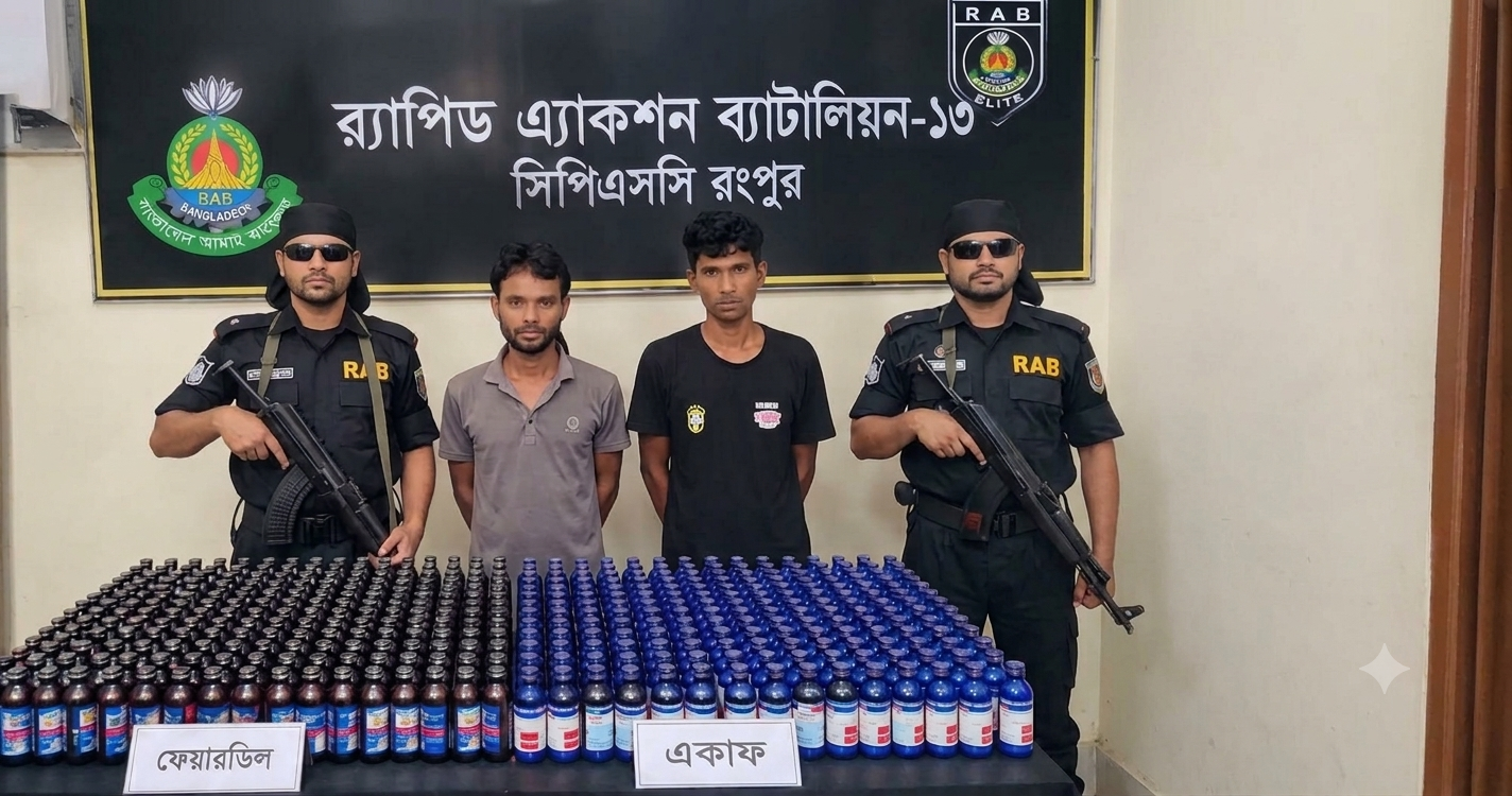 লালমনিরহাটে ৩৯৮ বোতল মাদকসহ দুই কারবারি গ্রেফতার